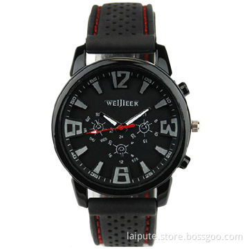 Fashionable Men's Silicone Watch with Big Face and Stainless Steel Case and Import Quartz Movement